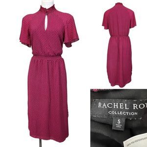 EUC Rachel Roy Collection Dress Sz S Hot Pink Black Short Sleeve Smock Waist